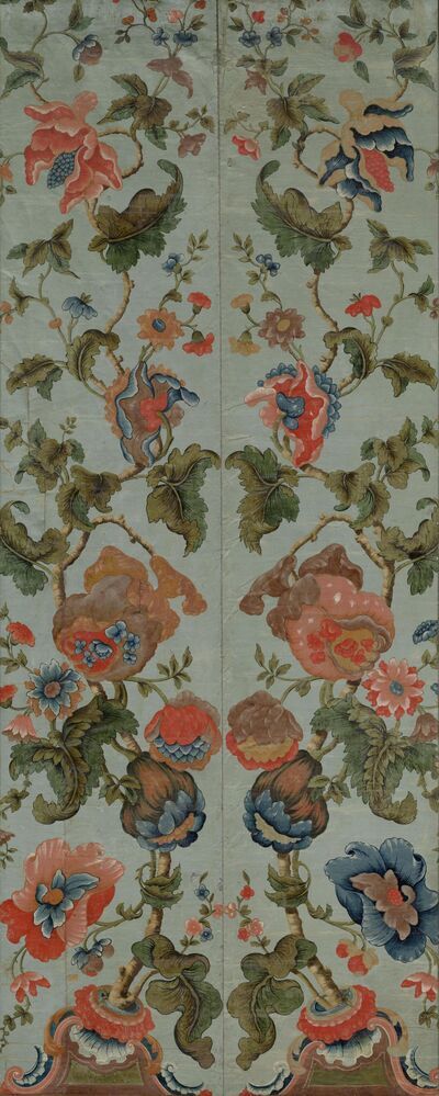 Linnen, lichtblauw behang