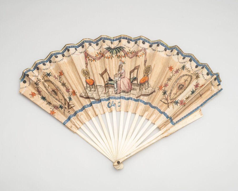 Waaier met een waterverftekening