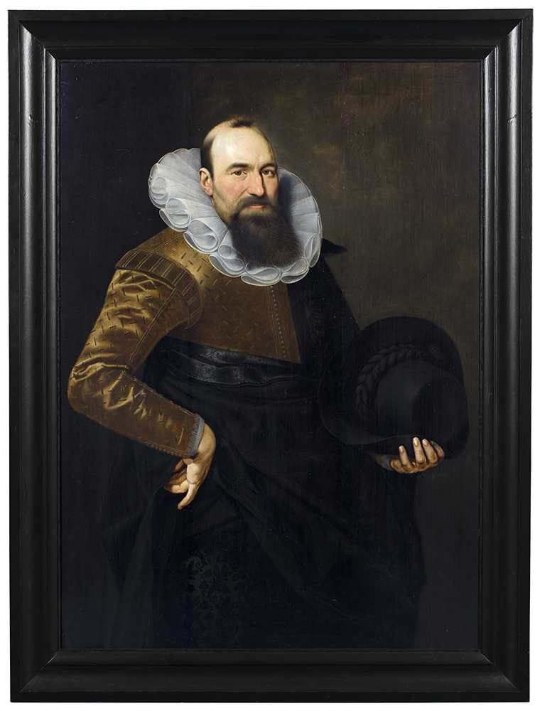 Edelman, met hoed in linkerhand