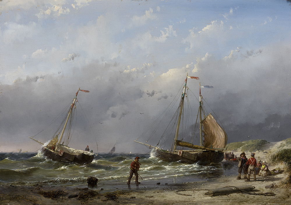 Schepen in de branding