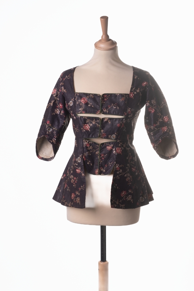 Donkerbruin sitsen jak met patroon van bloemtakken