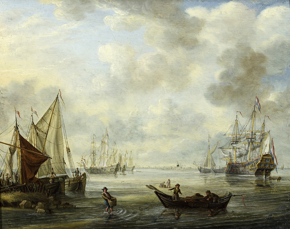 Riviergezicht met schepen