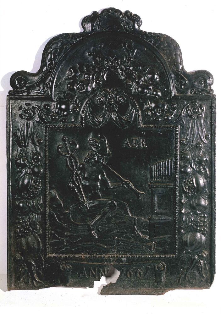 Haardplaat met voorstelling van Mercurius