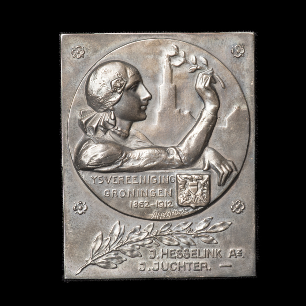 Legpenning vijftig jarig bestaan IJsvereeniging Groningen 1862-1912