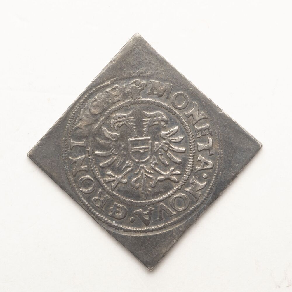 Vierkante piedfort dubbele plak (=¼ Brabantse stuiver), oordje of magerman 1625, stad Groningen