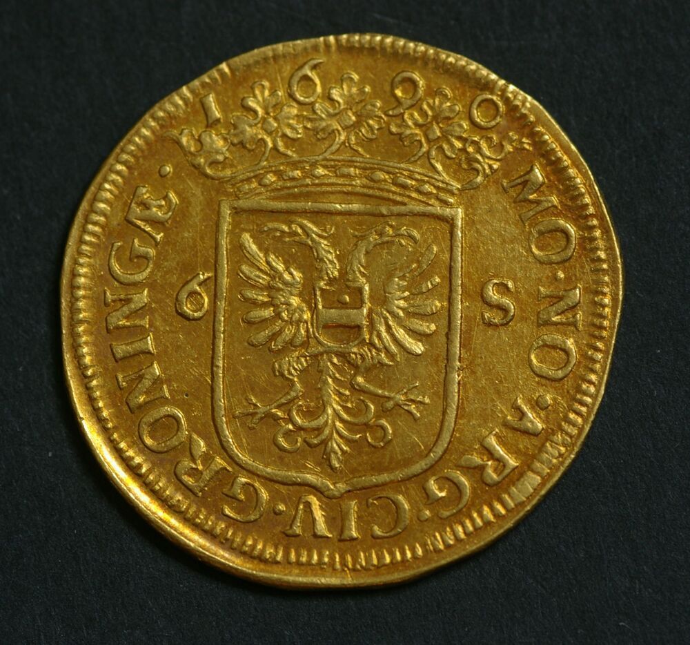 Ruiter- of rijderschelling 1690, gouden afslag, stad Groningen