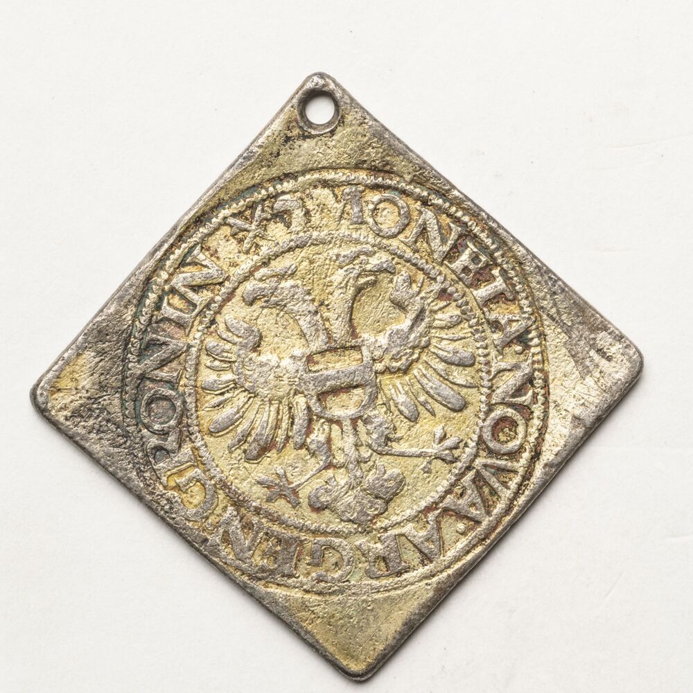 Langrok of dubbele Flabbe (=8 Stuivers) 1626, stad Groningen (vergulde vierkante piedfort met oog)