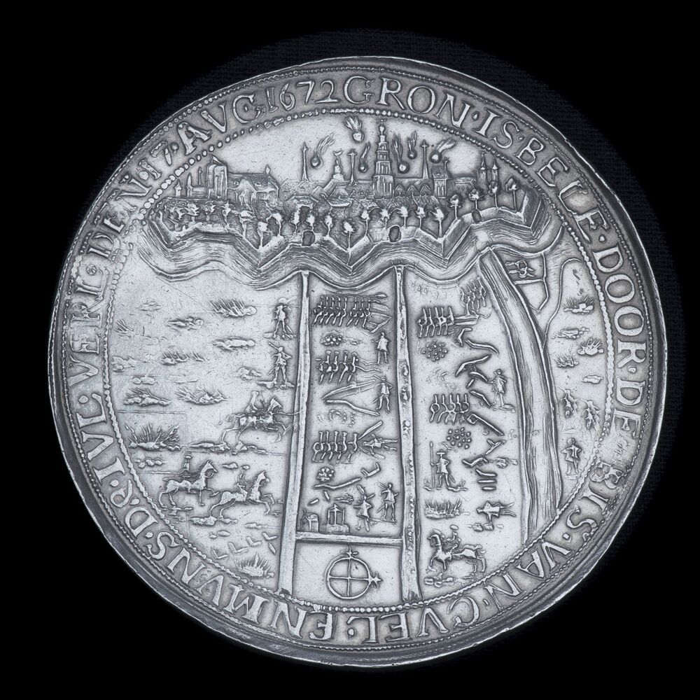 Herdenkingspenning Groningen verlost van het beleg en de verovering van Coevorden door de Groningers in 1672.