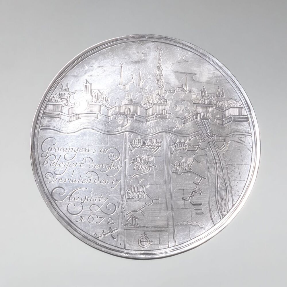 Gedenkpenning beleg van Groningen en verovering Coevorden door Groningen in 1672