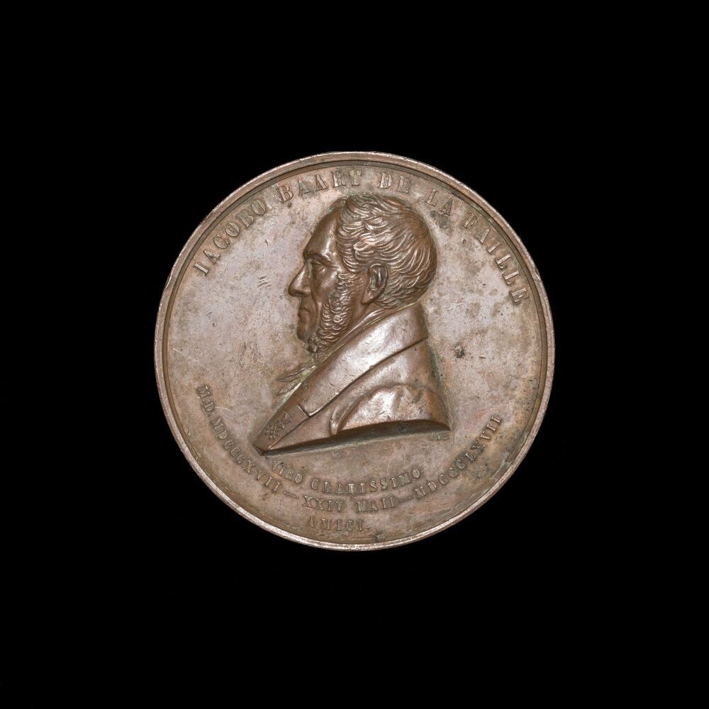 Penning J. Baart de la Faille bij zijn vijftig jarig jubileum als professor, 1867