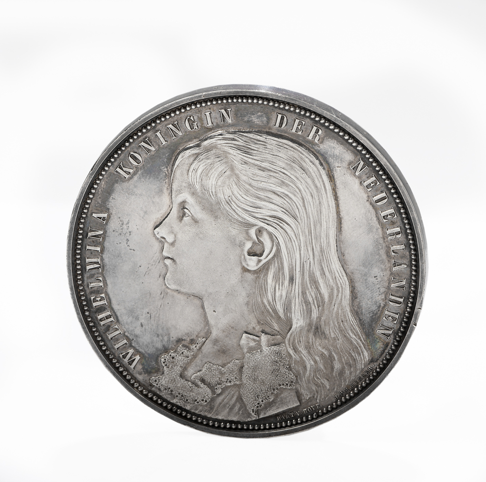 Penning bezoek regentes Emma en koningin Wilhelmina aan Groningen 1892