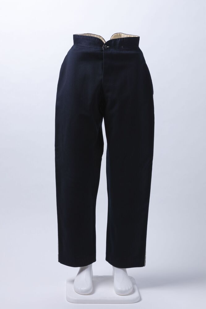 Donkerblauwe uniformbroek met wit streepje