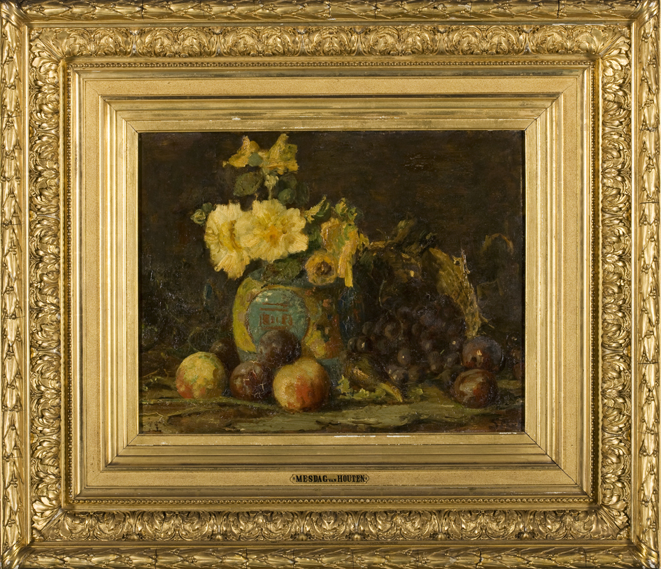 Stilleven met bloemen en vruchten