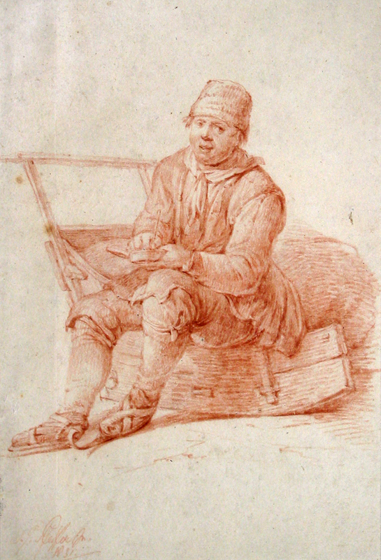 Schaatser zittend op een slee