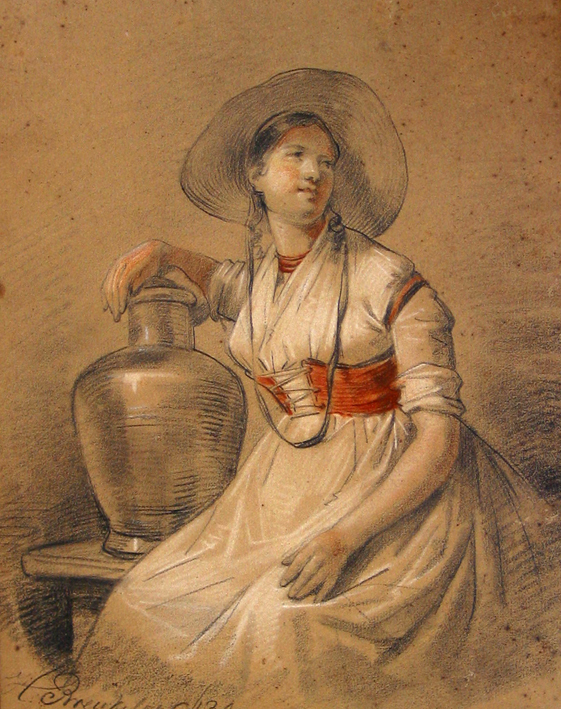 Jonge vrouw met waterkruik