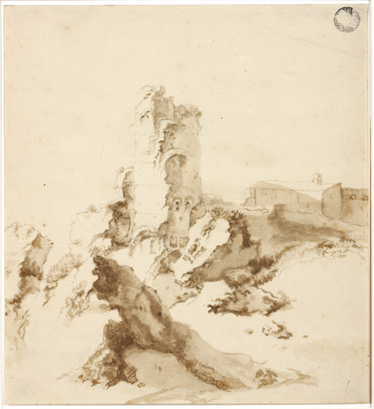 Rotsachtig landschap met ruïne