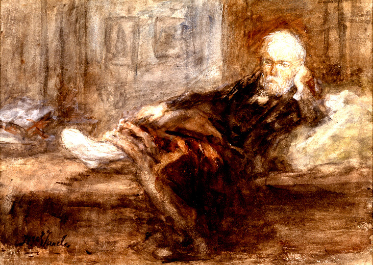 VERVALLEN retour eigenaar (Zelfportret met verbonden voet)