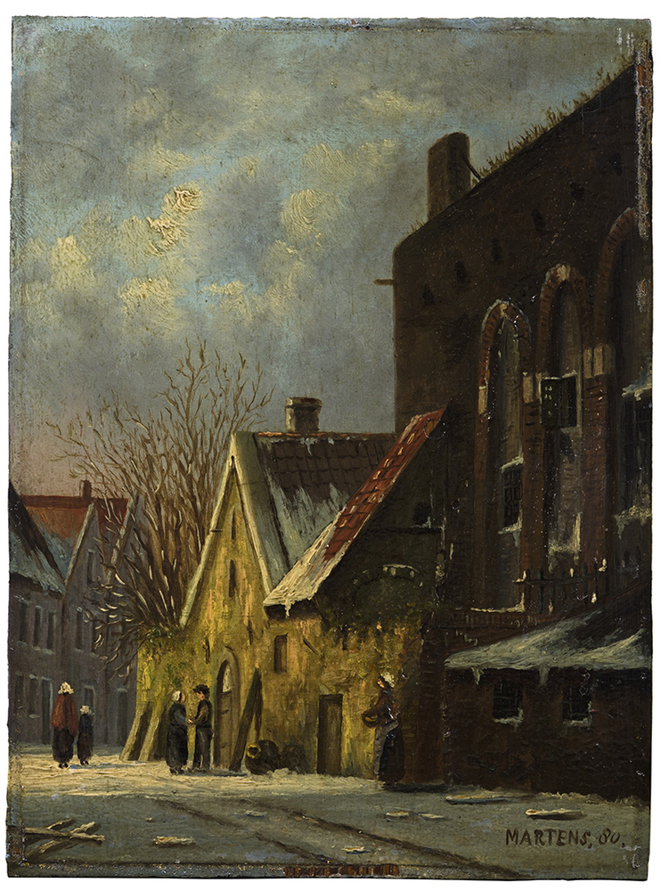 Wintergezicht met kerk