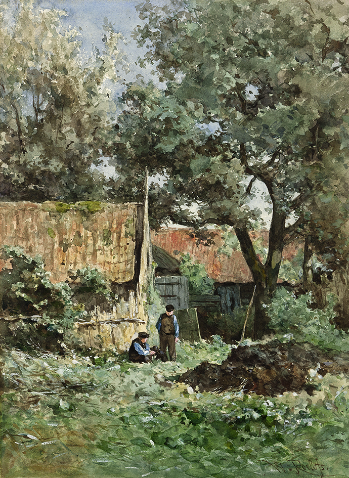 Boomgaard achter boerenwoning, Noorden