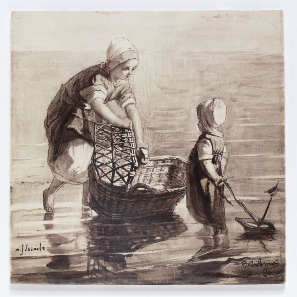 Tegeltableau ter ere van de 70ste verjaardag van Jozef Israëls (1824-1894)