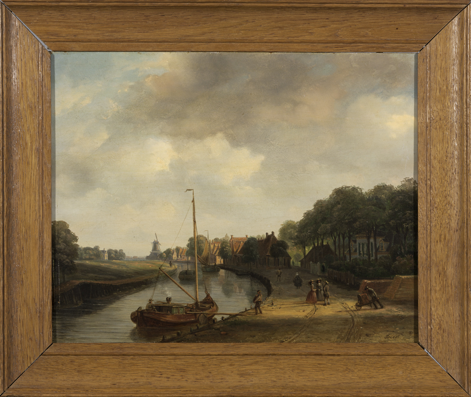 Gezicht op een stad aan het water