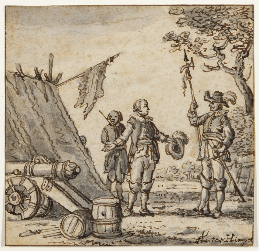 Scène in een legerkamp