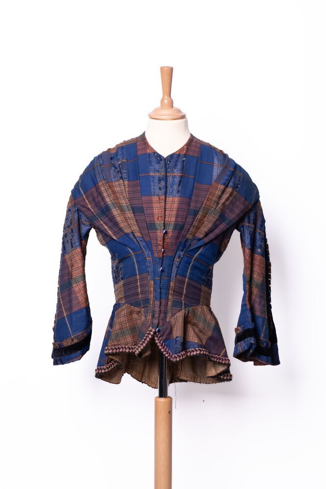 Vrouwenjak (Lijfje) blauw/groen geruit