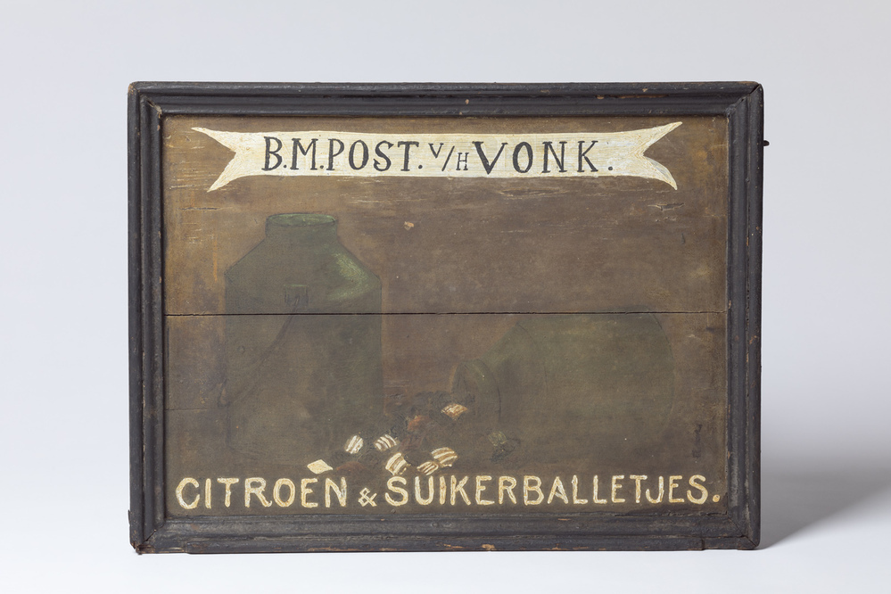 Uithangbord B M Post v/h Vonk Citroen & Suikerbolletjes