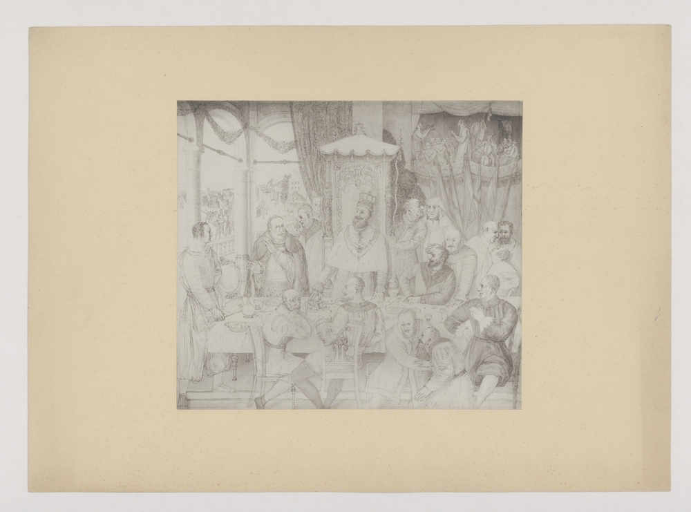 Tafelscène met koning