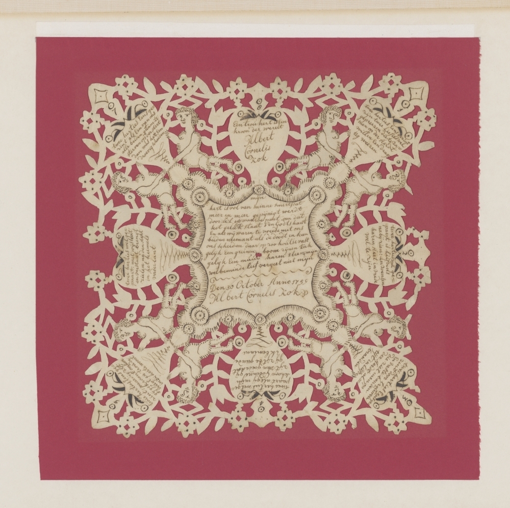 Minnebrief van knipwerk voorzien