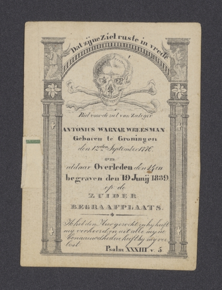 Bidprentje: Antonius Warnar Wreesman