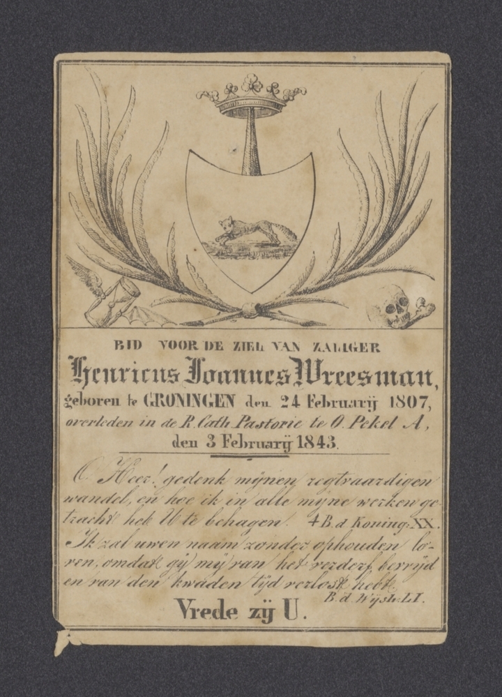 Bidprentje: Henricus Joannes Wreesman