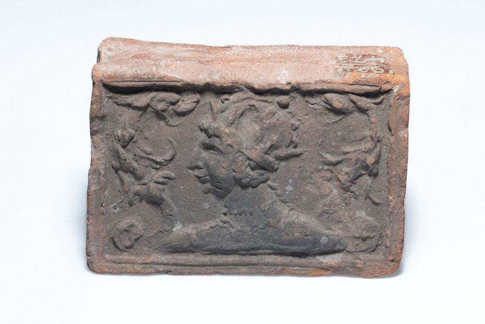 VERVALLEN Haardsteen met een gekroonde man