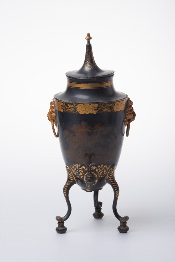 Kraantjespot met komfoor van verlakt tin