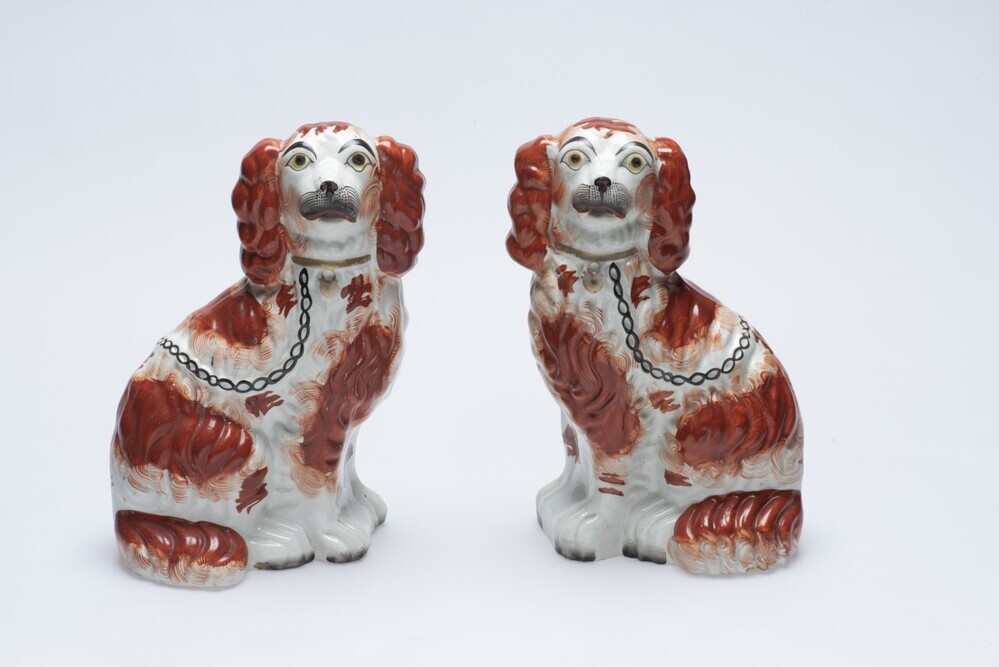 Twee zittende honden