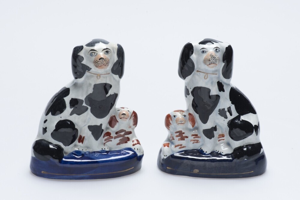 Twee paar zittende honden