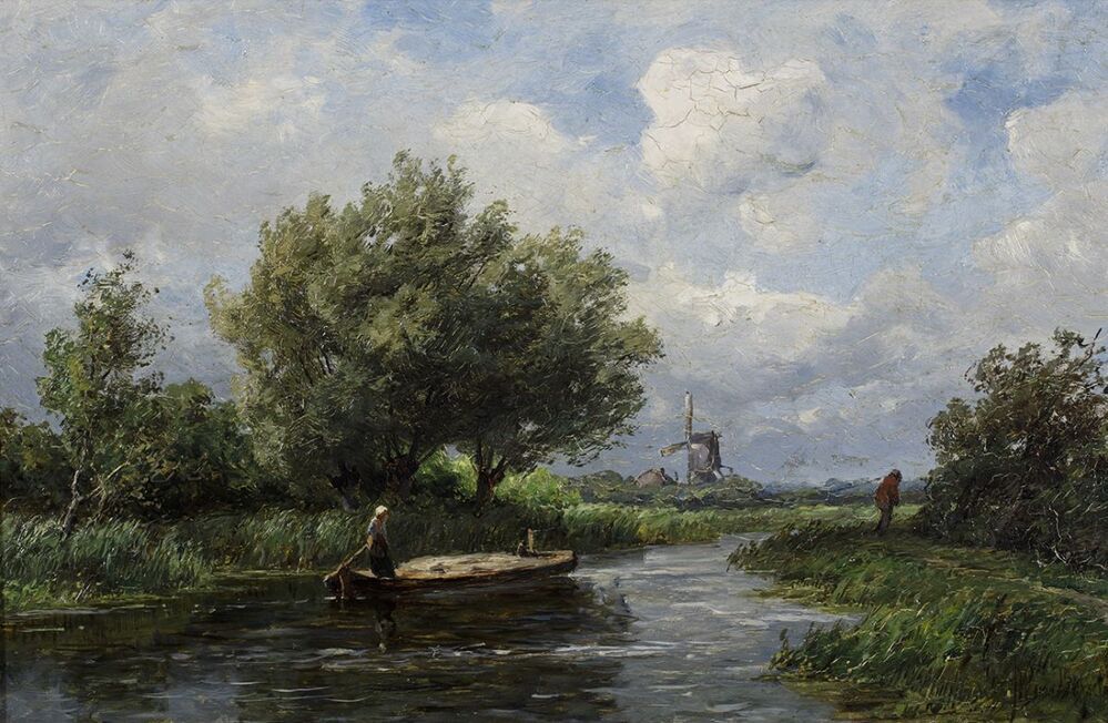 Riviergezicht met bomen