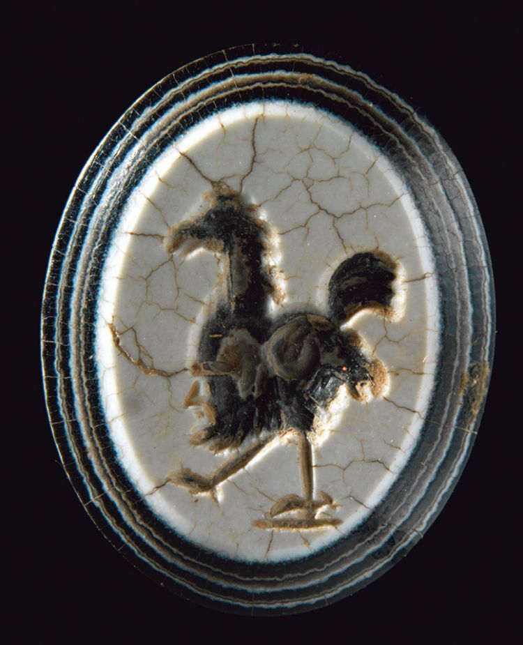 Gemme uit ring met haan (Ezinge)