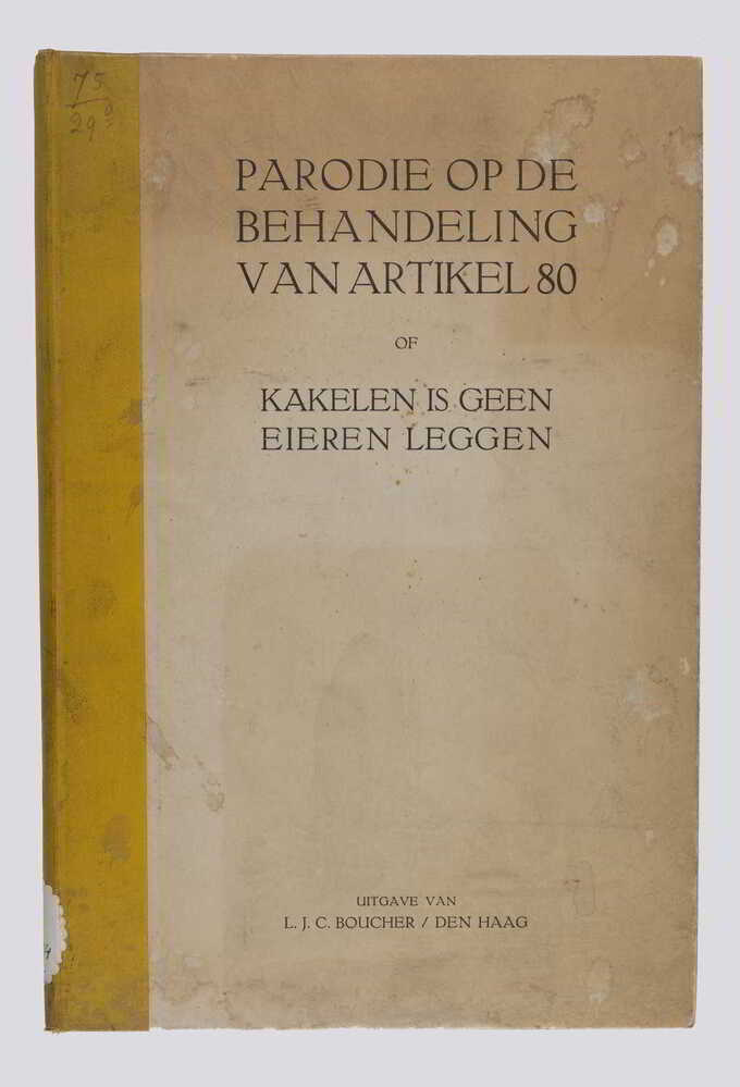 VERVALLEN Parodie op de behandeling van artikel 80 of kalelen is geen eieren leggen