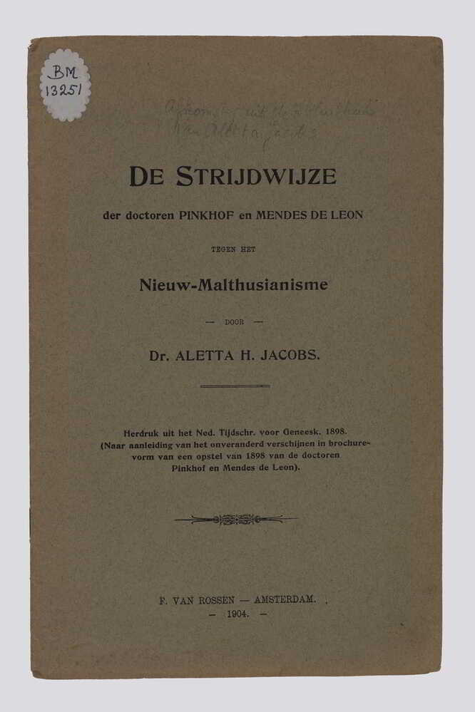 VERVALLEN De strijdwijze der doctoren Pinkhof en Mendes de Leon tegen het nieuw Malthusianisme