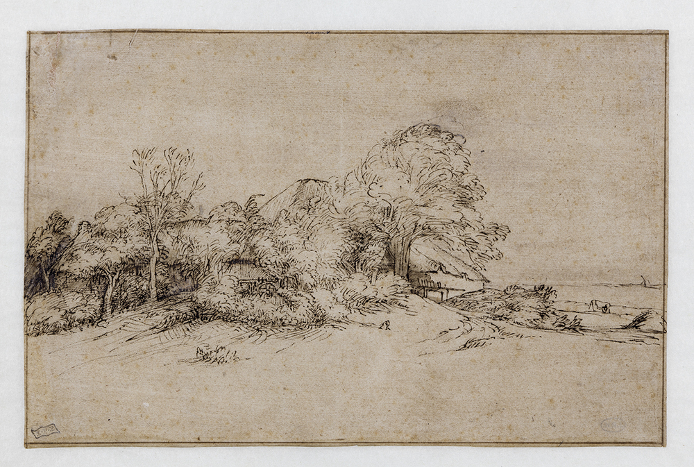 Boerderij aan het water omgeven door bomen