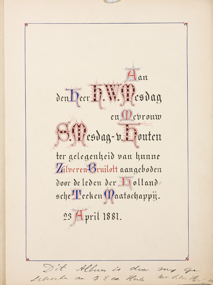 Opdracht uit Album Amicorum Mesdag