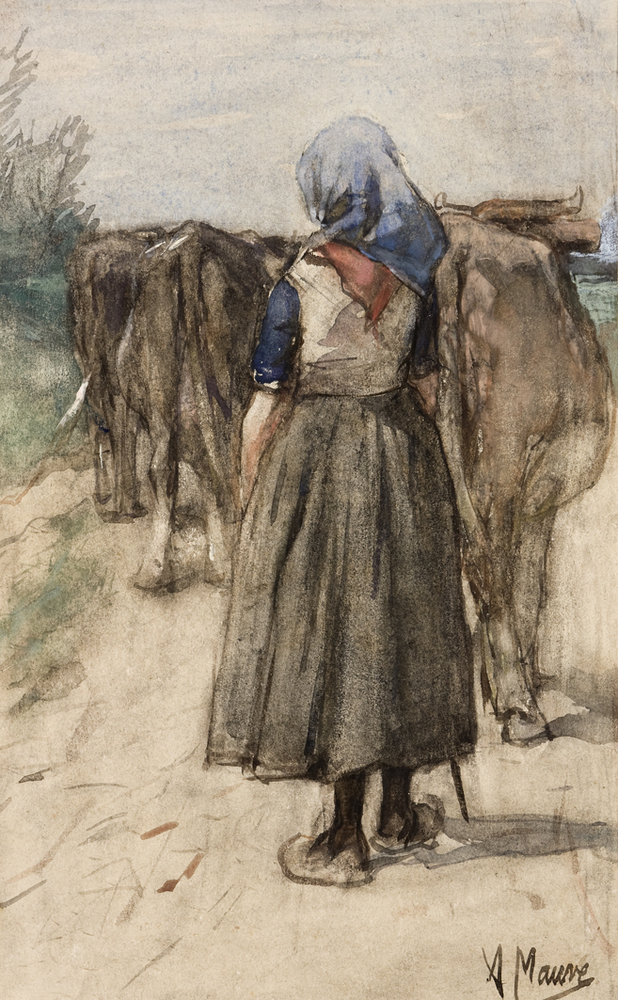 Koeiendrijfster (uit Album Amicorum Mesdag)