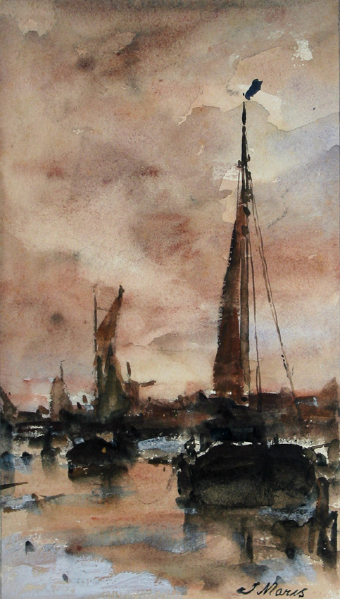 Dorpsgezicht met vissersschepen (uit Album Amicorum Mesdag)