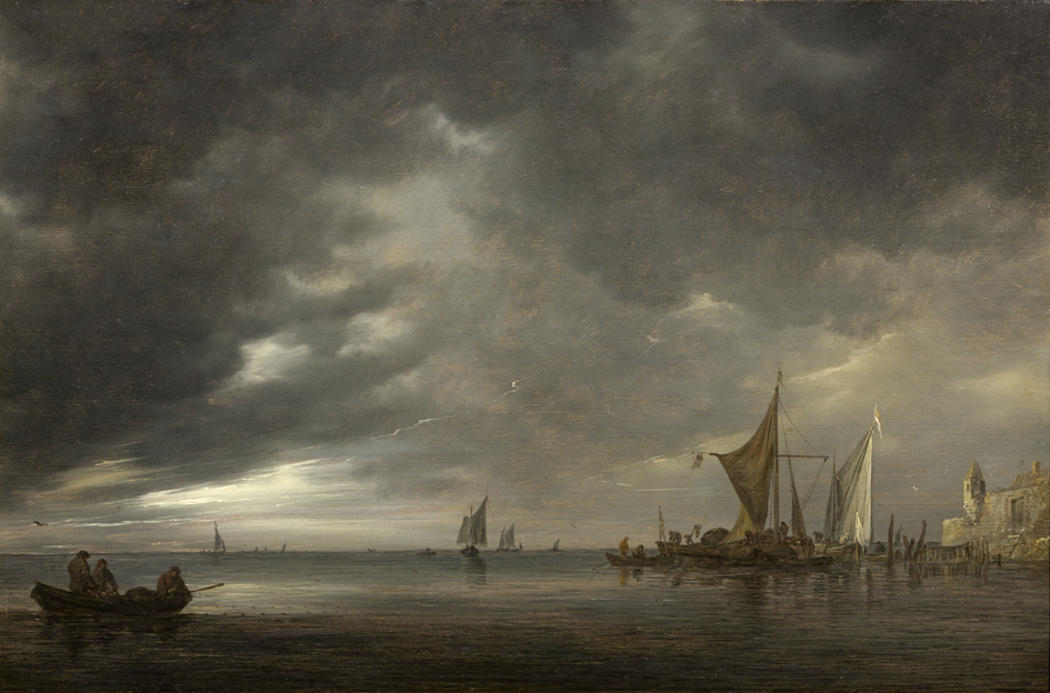 Riviergezicht bij onweer