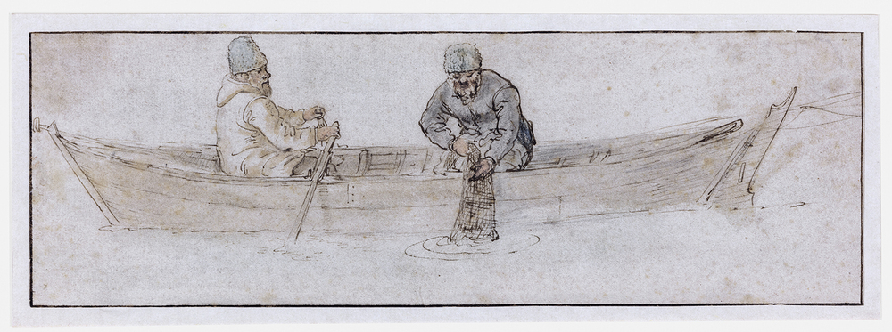 Twee vissers in boot