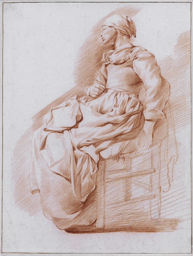 Zittende vrouw, naar links gedraaid