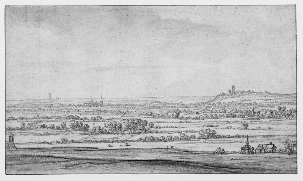 Gezicht op Kalkar met de Monterenberg in het verschiet