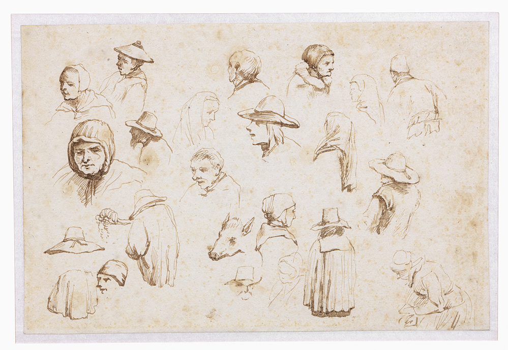 Studieblad met 21 schetsen