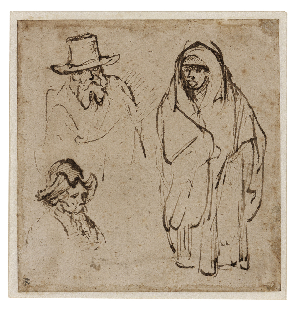 Drie studies van menselijke figuren